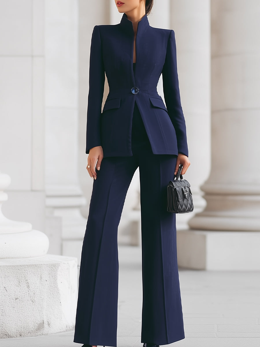 Lavinia | Women's High-Neck Blazer and Wide-Leg Trousers Suit - original image 1