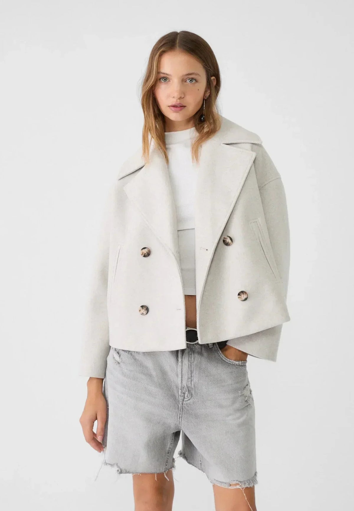 Costanza Women's Elegant Cross-Front Double-Breasted Jacket original source view