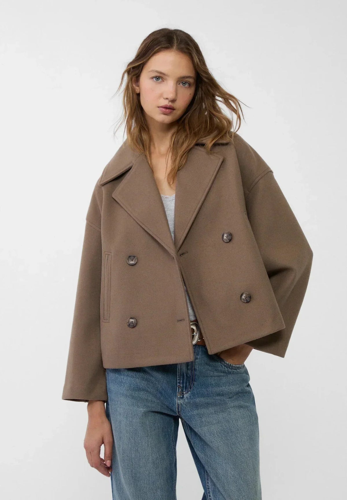 Costanza Women's Elegant Cross-Front Double-Breasted Jacket original source view