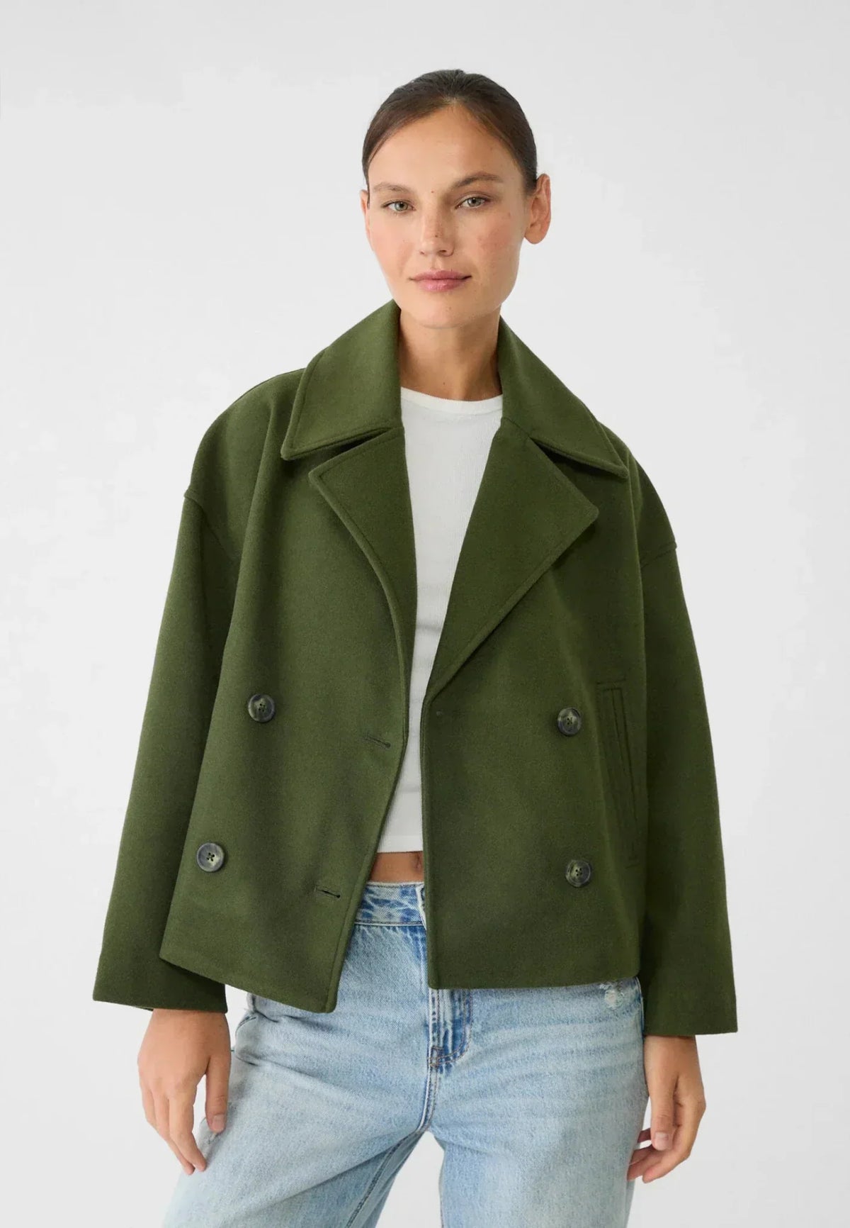 Costanza Women's Elegant Cross-Front Double-Breasted Jacket original source view