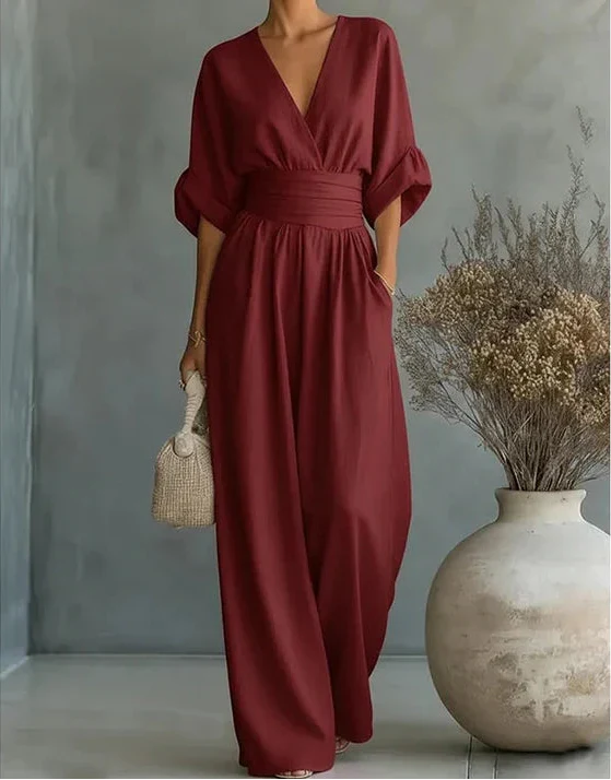 Women's Crossover Neck Wide-Leg Jumpsuit - original product view 8