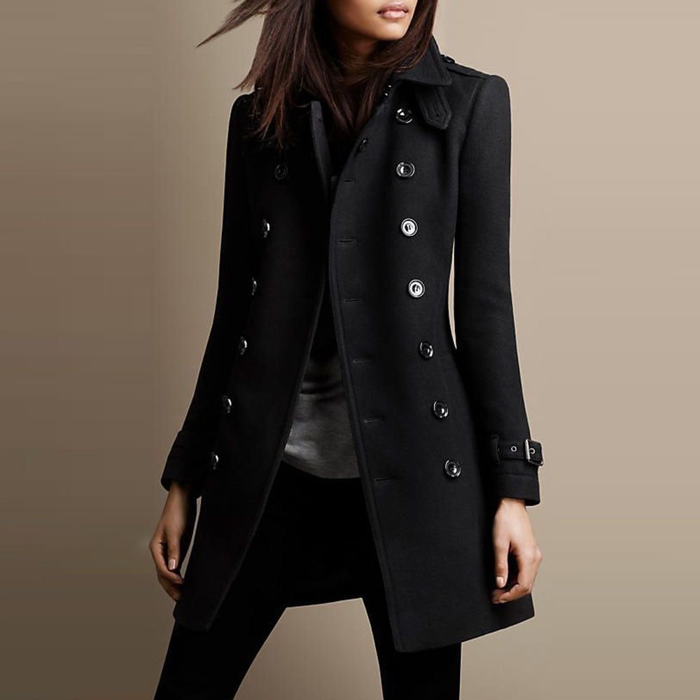 Serena | Cappotto sartoriale doppiopetto da donna con colletto a revers