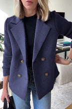 Women’s double-breasted knit-sleeve blazer, view 5