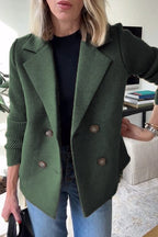 Women’s double-breasted knit-sleeve blazer, view 7
