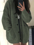 Oversized chunky-knit button-front cardigan, source view 1