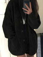 Oversized chunky-knit button-front cardigan, source view 3