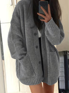 Oversized chunky-knit button-front cardigan, source view 5