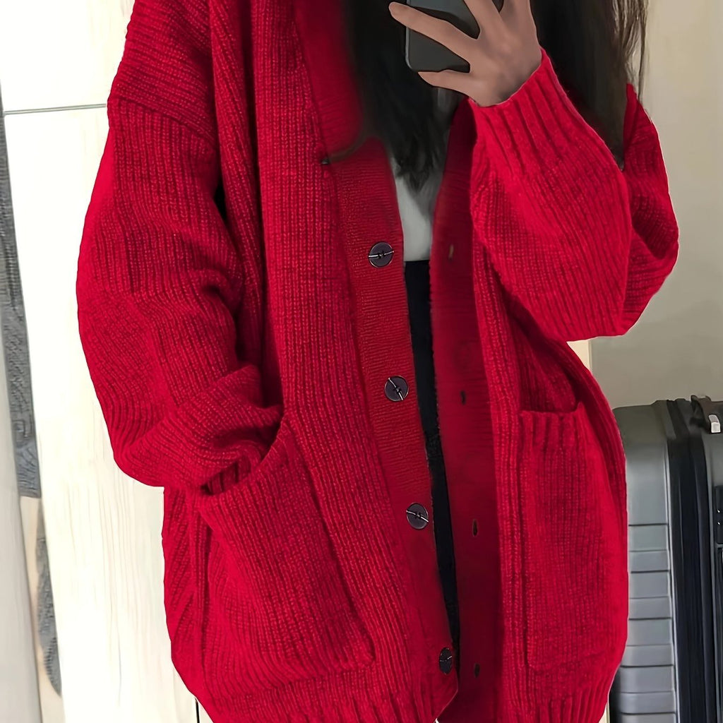 Oversized chunky-knit button-front cardigan, source view 10