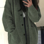 Oversized chunky-knit button-front cardigan, source view 12