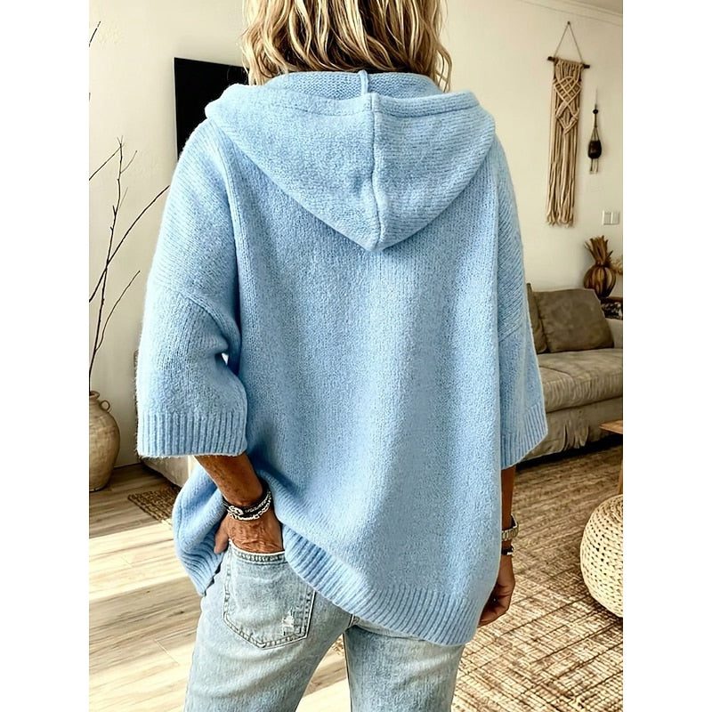 Hooded open-front knit cardigan, source view 5