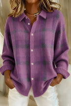 Plaid button-front cardigan, source view 7