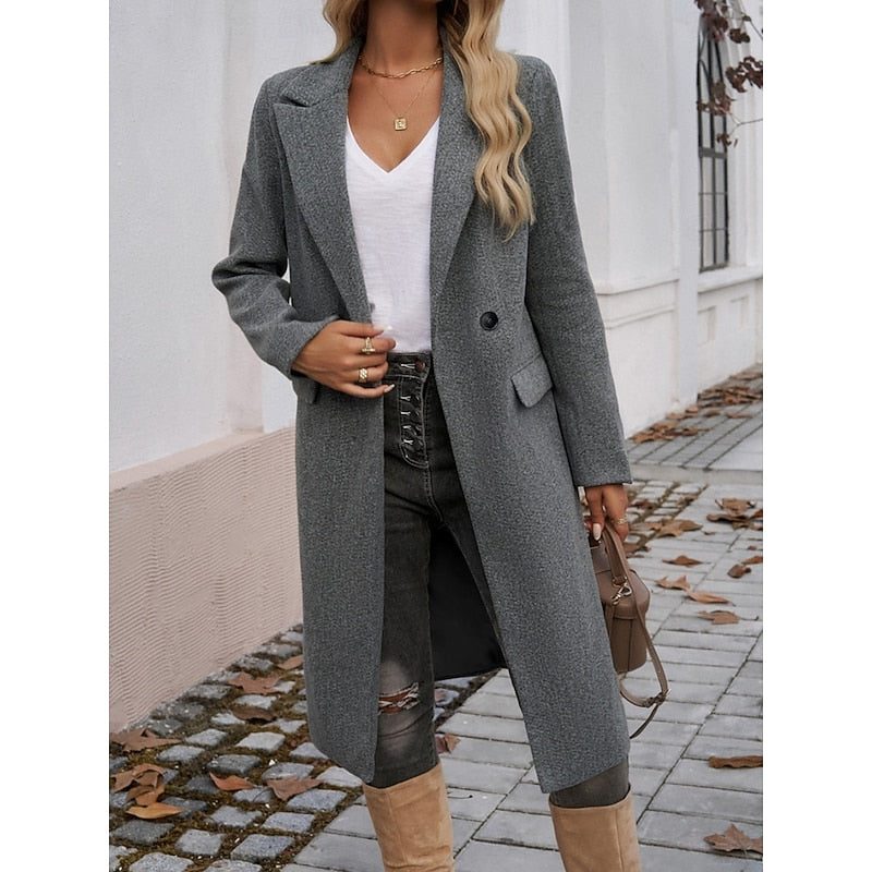 Longline single-button blazer coat, source view 1