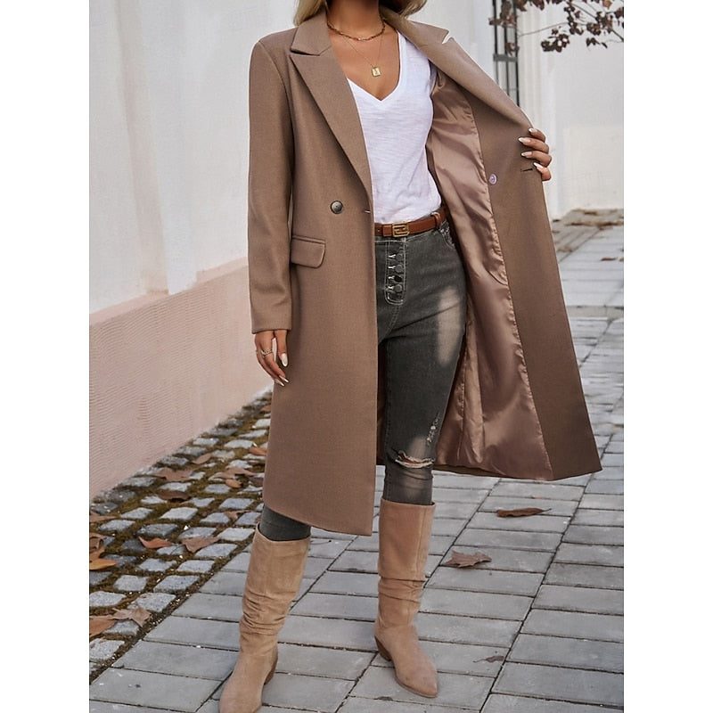 Longline single-button blazer coat, source view 4