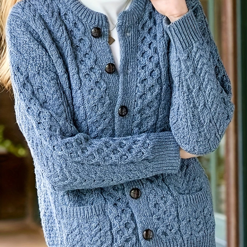 Textured button-front cardigan, source view 3