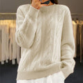 Women’s Cable-Knit Crew-Neck Sweater with Ribbed Trim, source view 1