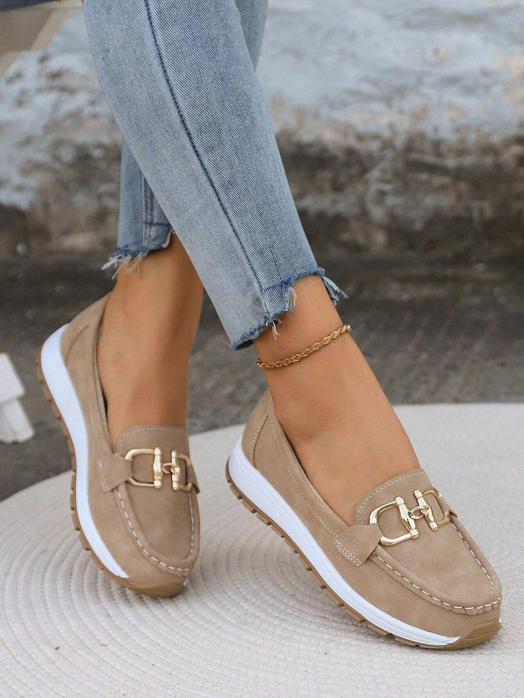 Women’s Chunky Slip-On Loafers with Metal Hardware, source view 2