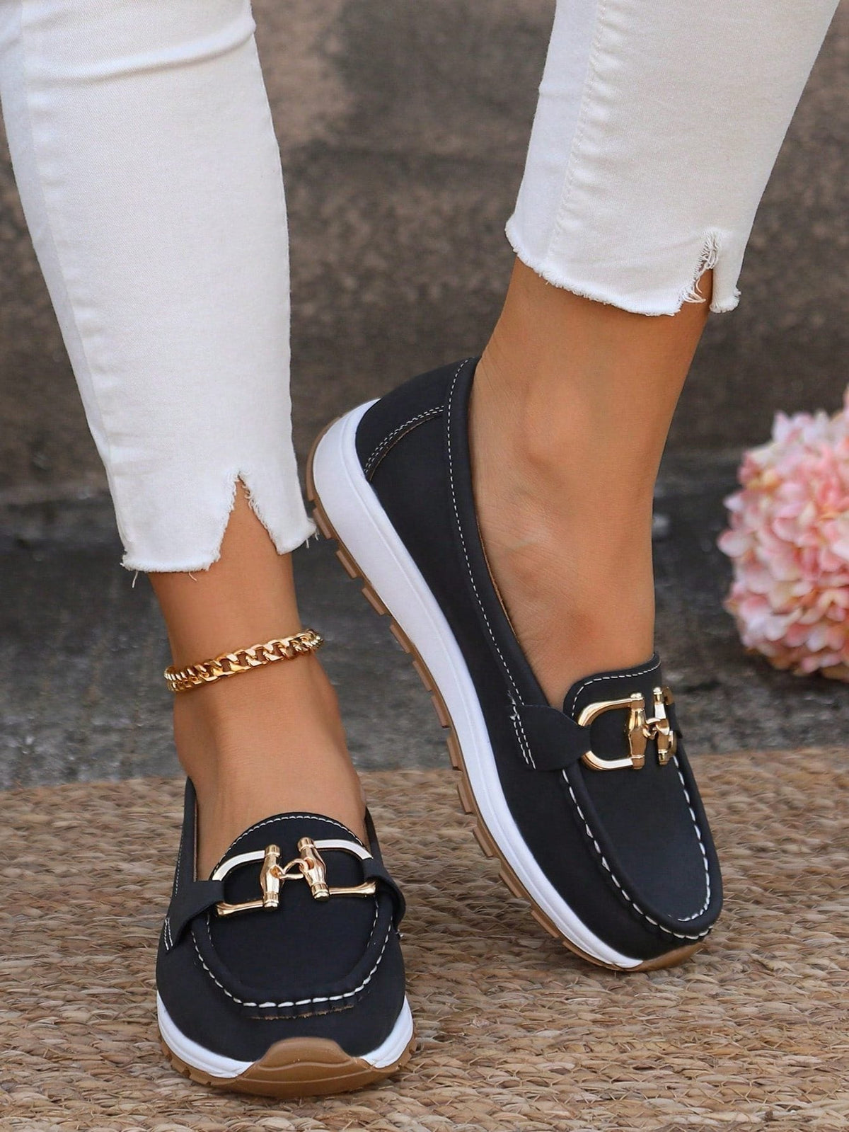 Women’s Chunky Slip-On Loafers with Metal Hardware, source view 7