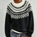 Women’s Fair Isle Yoke Crew-Neck Sweater with Ribbed Cuffs, source view 4
