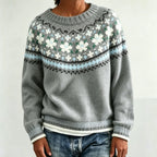 Women’s Fair Isle Yoke Crew-Neck Sweater with Ribbed Cuffs, source view 8