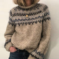 Women’s Chunky Fair Isle Yoke Sweater with Ribbed Neckline, source view 1