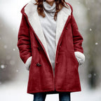 Women’s Long Plush-Lined Hooded Coat with Shawl Collar, source view 3