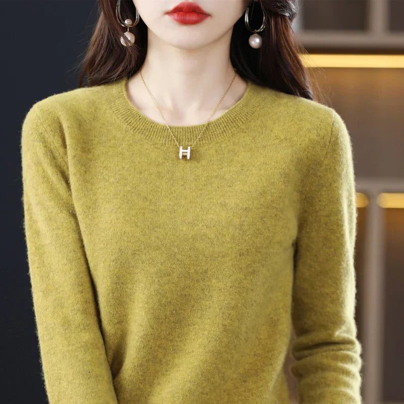 Women’s Smooth-Knit Crew-Neck Sweater with Ribbed Trim, source view 1