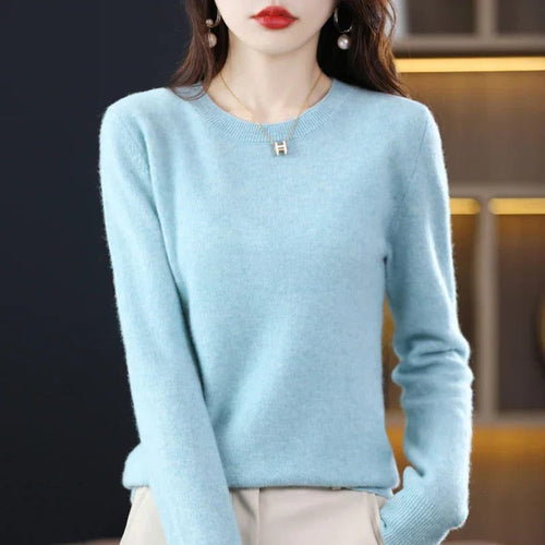 Women’s Smooth-Knit Crew-Neck Sweater with Ribbed Trim, source view 2