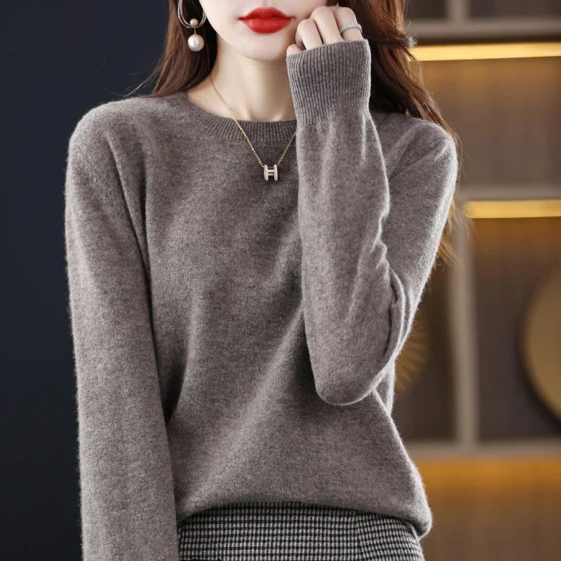 Women’s Smooth-Knit Crew-Neck Sweater with Ribbed Trim, source view 4