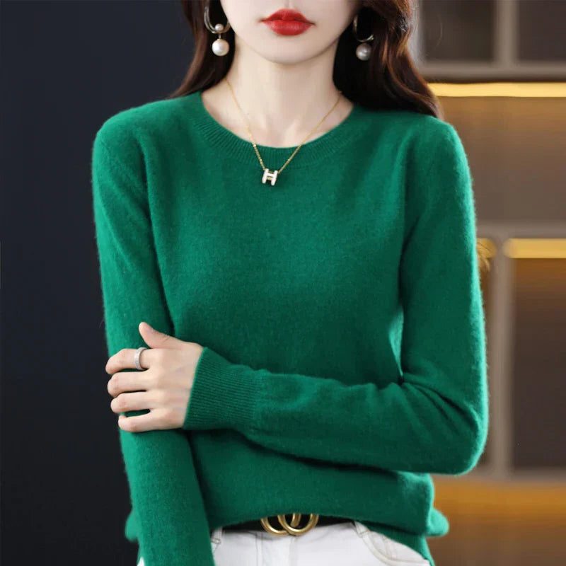 Women’s Smooth-Knit Crew-Neck Sweater with Ribbed Trim, source view 6