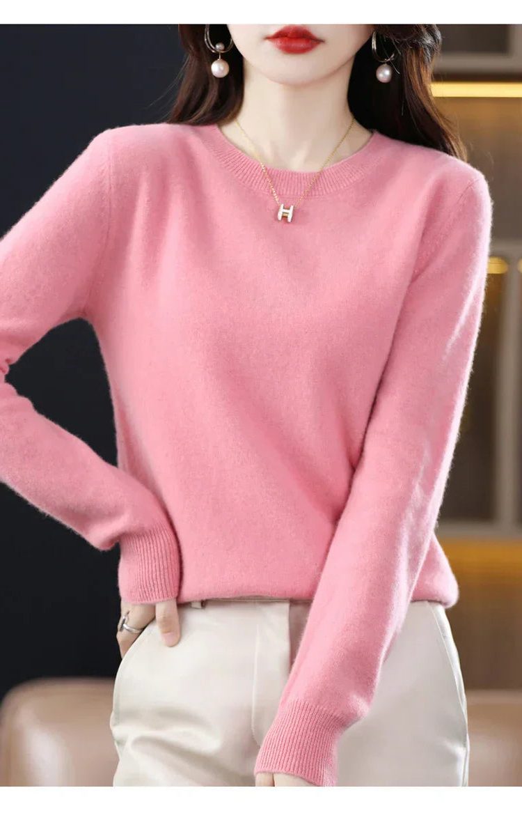 Women’s Smooth-Knit Crew-Neck Sweater with Ribbed Trim, source view 8