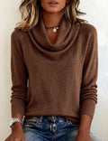 Women’s Soft-Look Cowl-Neck Sweater with Ribbed Cuffs, source view 1