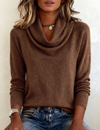 Women’s Soft-Look Cowl-Neck Sweater with Ribbed Cuffs, source view 1