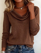 Women’s Soft-Look Cowl-Neck Sweater with Ribbed Cuffs, source view 7