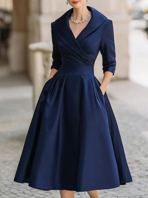 Bianca women's elegant flowing midi dress, Blue