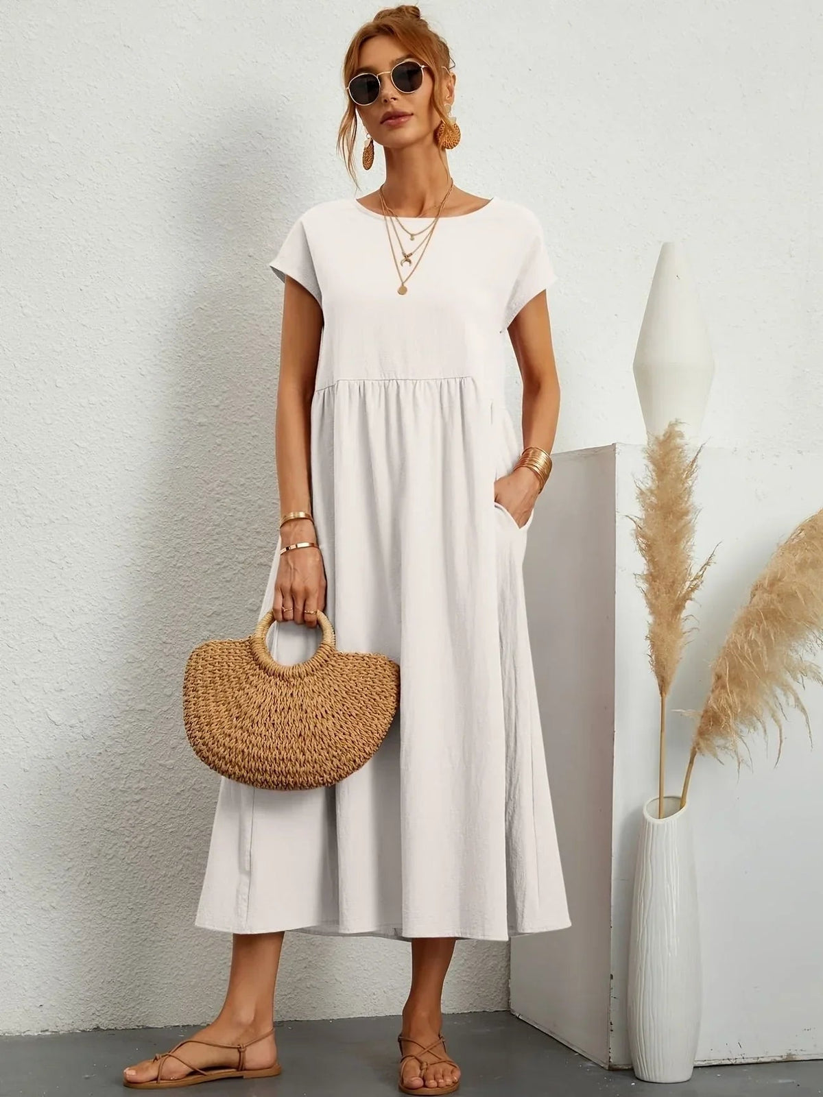 Alma women's dress, White
