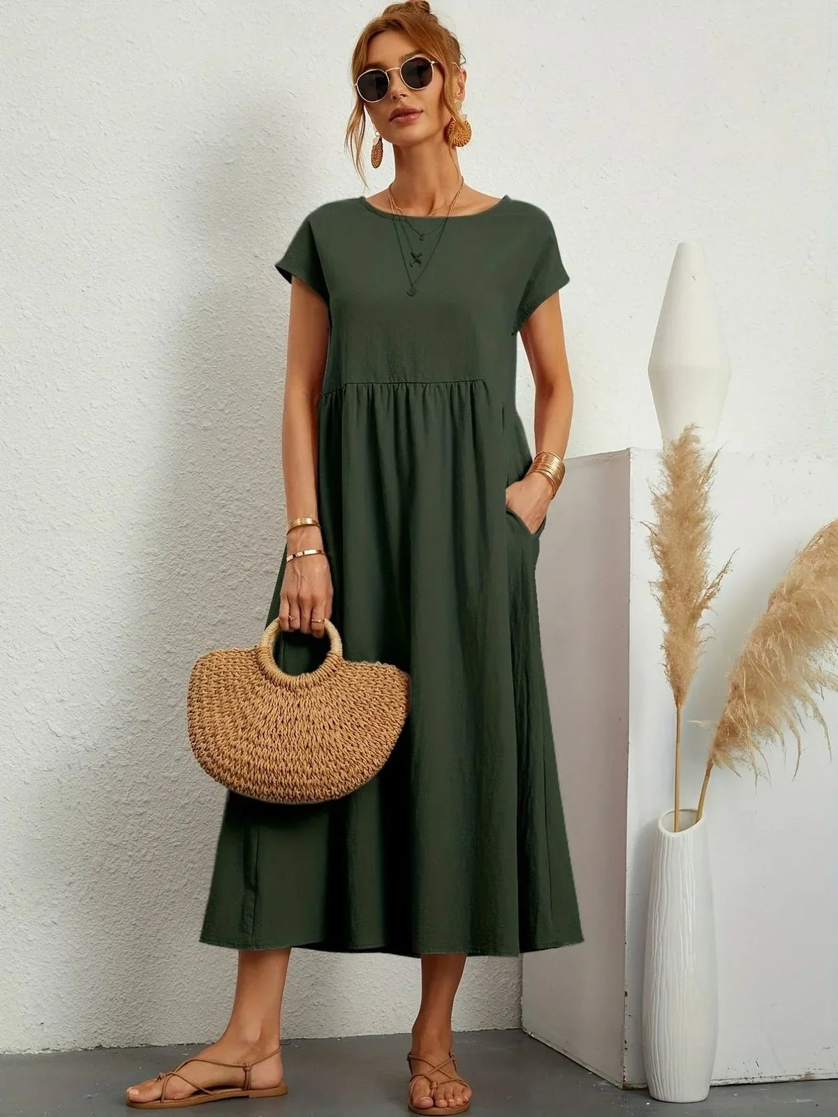 Alma women's dress, Army Green