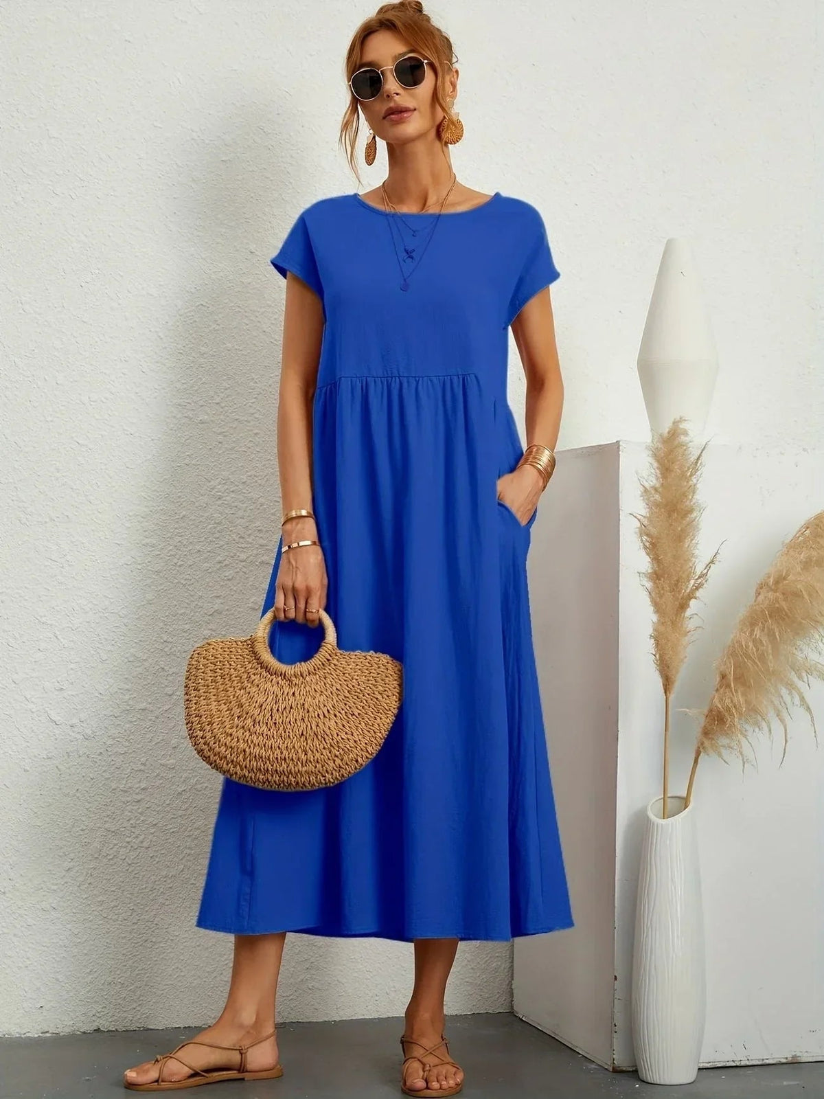 Alma women's dress, Blue