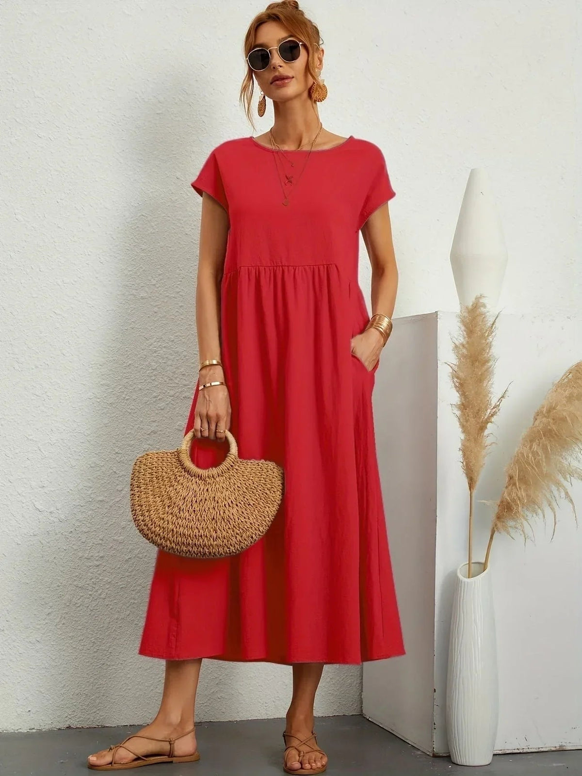 Alma women's dress, Red