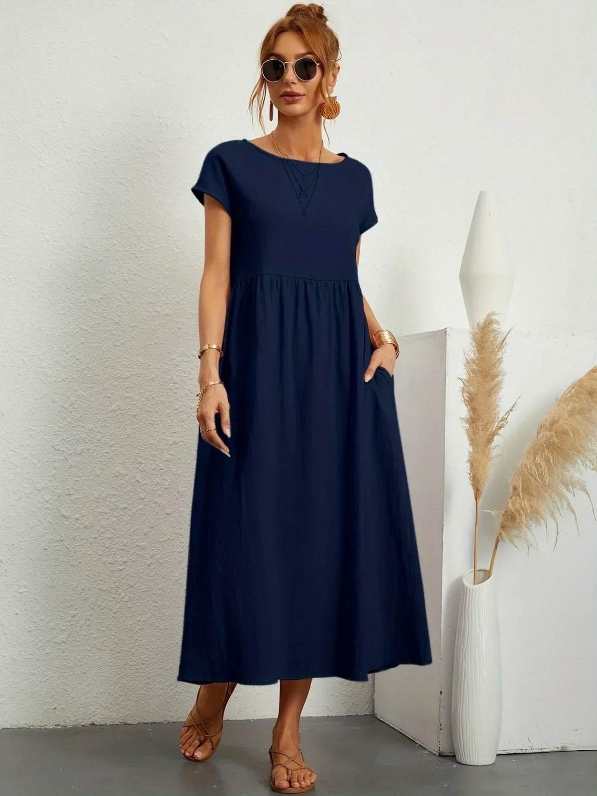 Alma women's dress, Dark Blue