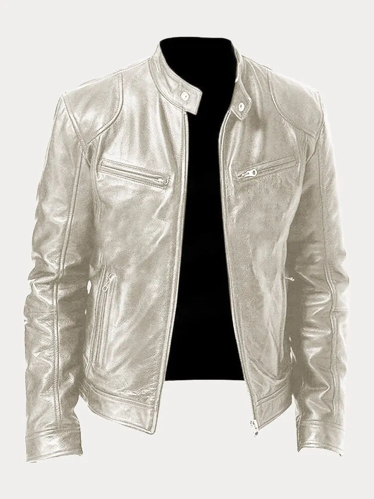 Alessandro leather-look zip jacket in Silver