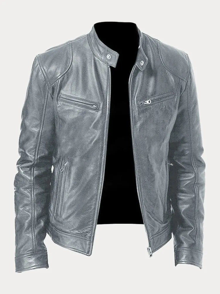 Alessandro leather-look zip jacket in Grey
