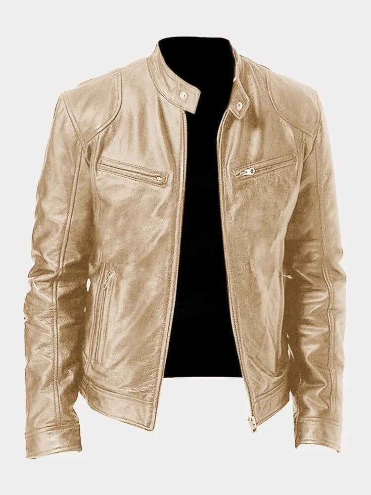 Alessandro leather-look zip jacket in Gold