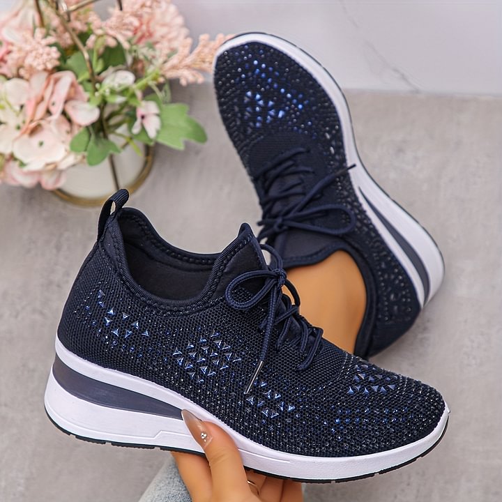 Chiara women's rhinestone detail sneakers in Navy