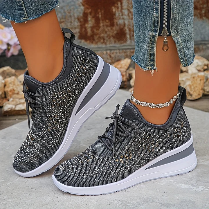 Chiara women's rhinestone detail sneakers in Grey