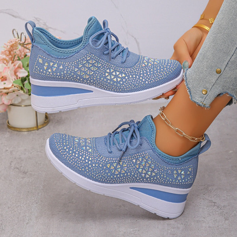Chiara women's rhinestone detail sneakers in Light Blue