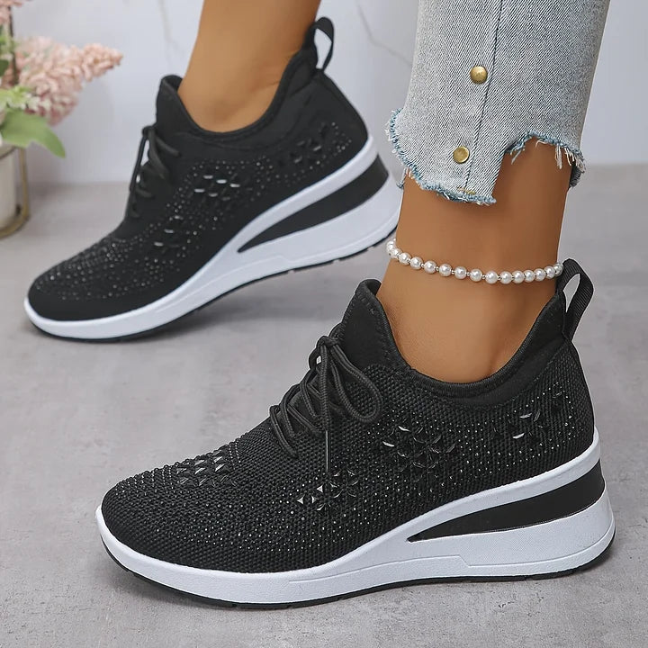 Chiara women's rhinestone detail sneakers in Black
