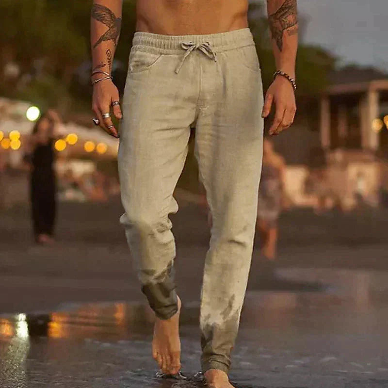 Ettore relaxed-fit linen-look trousers Beige