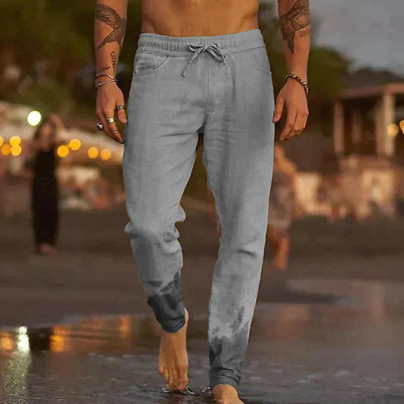 Ettore relaxed-fit linen-look trousers Grey