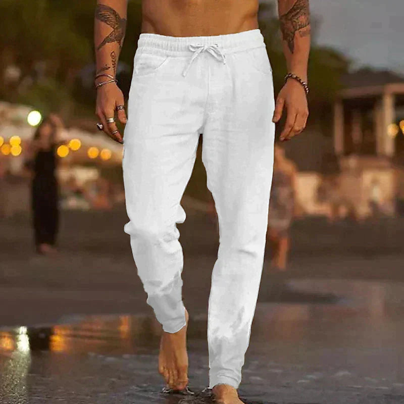 Ettore relaxed-fit linen-look trousers White