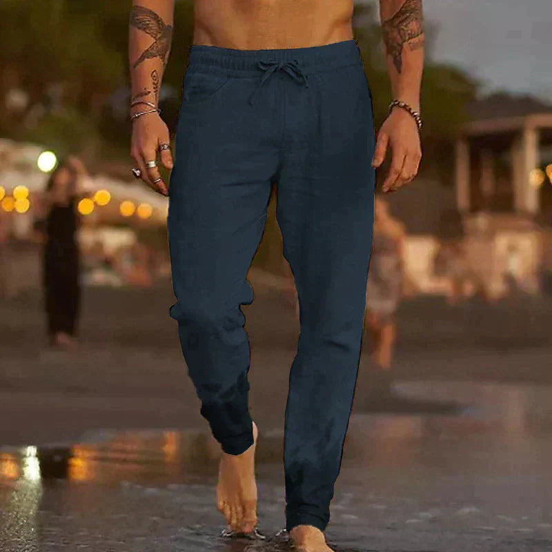 Ettore relaxed-fit linen-look trousers Navy